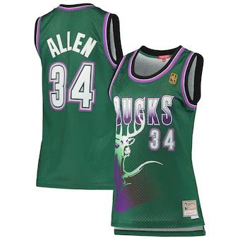 womens mitchell and ness ray allen green milwaukee bucks 19-355